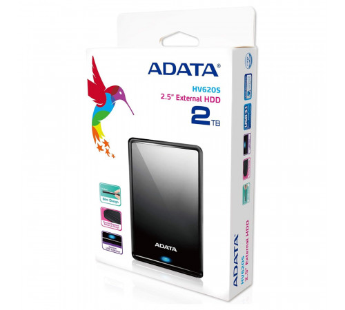 Зовнішній жорсткий диск PHD External 2.5'' ADATA USB 3.2 Gen. 1 DashDrive Classic HV620S 2TB Slim Black (AHV620S-2TU31-CBK)