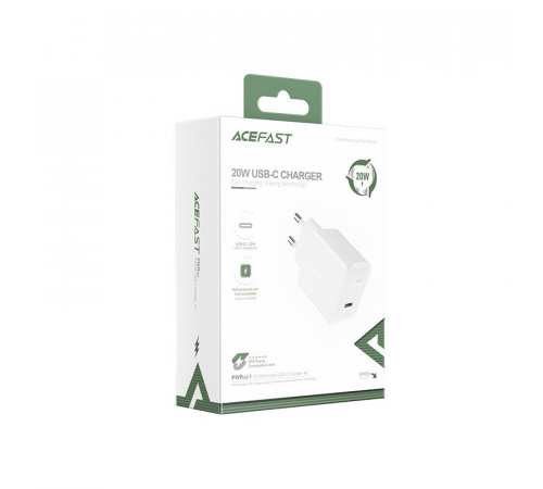 Мережевий зарядний пристрій ACEFAST A1 PD20W single USB-C charger White (6974316280040)