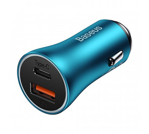 Автомобільний зарядний пристрій Baseus Golden Contactor Max Dual Fast Charger Car Charger U+C 60W Blue (CGJM000103)