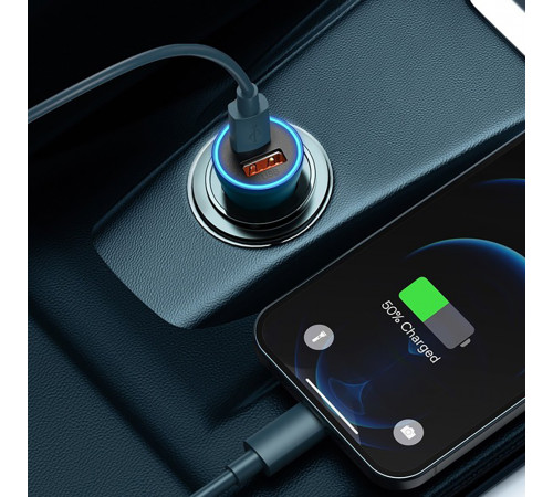 Автомобільний зарядний пристрій Baseus Golden Contactor Max Dual Fast Charger Car Charger U+C 60W Blue (CGJM000103)