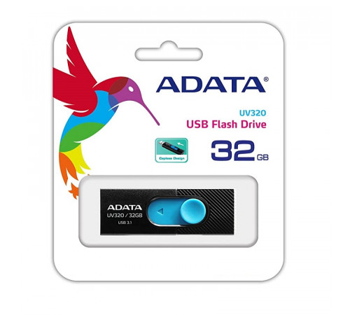Флеш-накопичувач ADATA USB 3.2 AUV 320 32Gb Black/Blue (AUV320-32G-RBKBL)