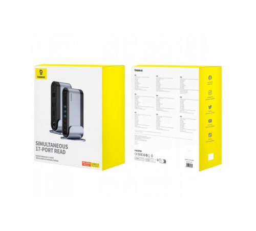 USB-хаб Baseus UnionJoy 17-Port Triple-Display  Docking Station Space Grey（USB-C to HDMI4K@60Hz*2+DP4K@60Hz*1+USB3.0*3+USB-C3.0*2+USB2.0*2+PD*1+PC*1+ (B00532304811-00)