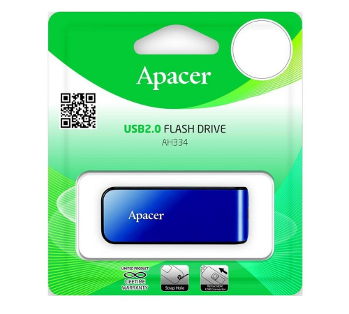 Флеш-накопичувач Apacer USB 2.0 AH334 64Gb Blue (AP64GAH334U-1)