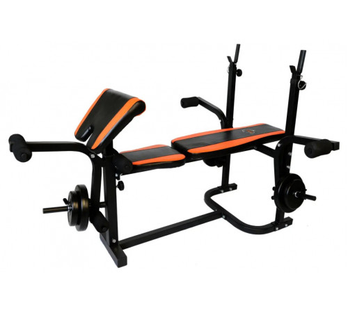 Скамья для жима + штанга 93 кг, гриф W и гантели RN-Sport