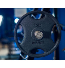 Млинець RN-Sport 15 кг Ø51 мм для штанги з Quatro хватом. Чорний