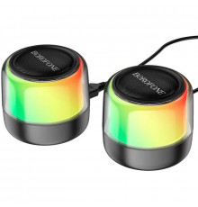 Портативна колонка BOROFONE BP12 Colorful BT wired 2-in-1 computer speaker, 5W*2, Black (6974443387179)