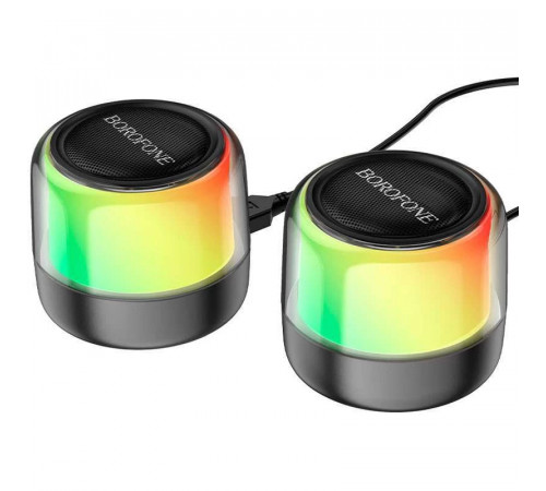 Портативна колонка BOROFONE BP12 Colorful BT wired 2-in-1 computer speaker, 5W*2, Black (6974443387179)