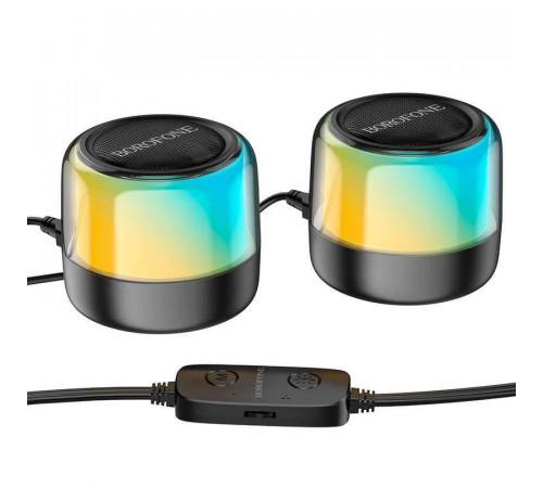 Портативна колонка BOROFONE BP12 Colorful BT wired 2-in-1 computer speaker, 5W*2, Black (6974443387179)