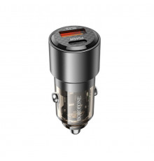 Автомобільний зарядний пристрій BOROFONE BZ20A Smart 83W dual port PD65W+QC3.0 car charger Transparent Black (6941991101625)