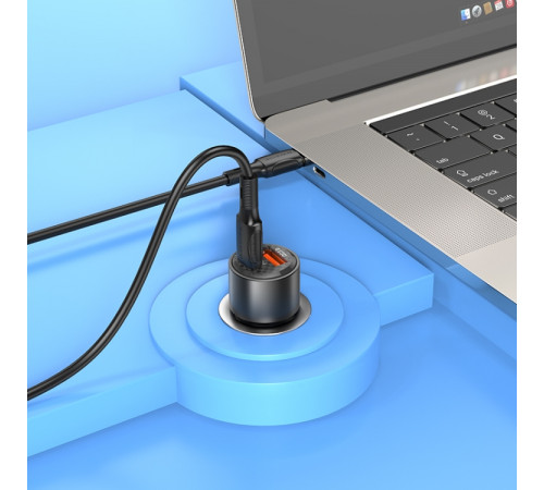 Автомобільний зарядний пристрій BOROFONE BZ20A Smart 83W dual port PD65W+QC3.0 car charger Transparent Black (6941991101625)