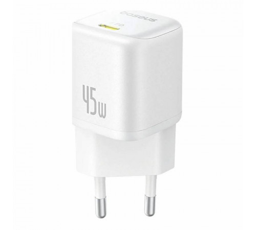 Мережевий зарядний пристрій Baseus PicoGo GaN Fast Charger 1C 45W EU Moon White (P10176800213-00)