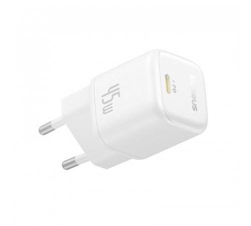 Мережевий зарядний пристрій Baseus PicoGo GaN Fast Charger 1C 45W EU Moon White (P10176800213-00)
