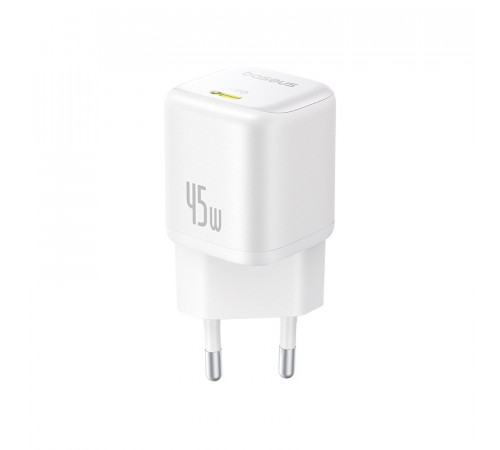 Мережевий зарядний пристрій Baseus PicoGo GaN Fast Charger 1C 45W EU Moon White (P10176800213-00)
