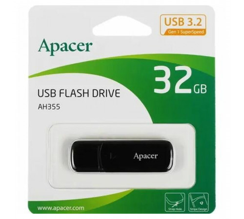 Флеш-накопичувач Apacer USB 3.2 Gen 1 AH355 32Gb Black (AP32GAH355B-1)