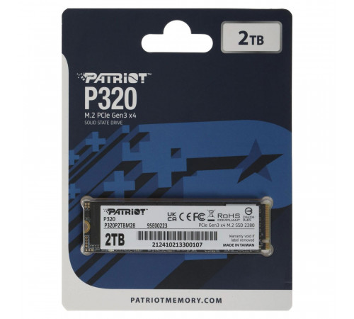 Накопичувач SSD M.2 Patriot P320 2TB NVMe 2280 Gen3.0 x4 3D TLC (P320P2TBM28)