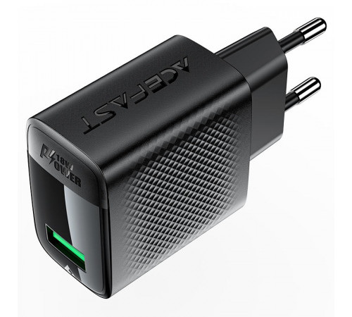 Мережевий зарядний пристрій ACEFAST A90 QC18W GaN single USB-A charger (EU) Black (6974316283249)