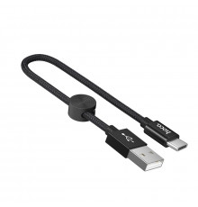 Кабель HOCO X35 USB to Type-C 3A, 0.25m, nylon, aluminum connectors, Black (6931474707451)