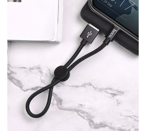 Кабель HOCO X35 USB to Type-C 3A, 0.25m, nylon, aluminum connectors, Black (6931474707451)