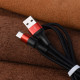 Кабель HOCO X26 USB to Type-C 2A, 18W 1m, nylon,  aluminum connectors, Black+Red (6957531080251)