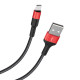 Кабель HOCO X26 USB to Type-C 2A, 18W 1m, nylon,  aluminum connectors, Black+Red (6957531080251)