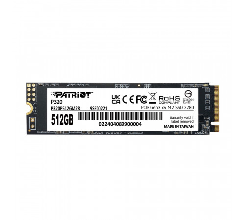 Накопичувач SSD M.2 Patriot P320 512GB NVMe 2280 Gen3.0 x4 3D TLC (P320P512GM28)