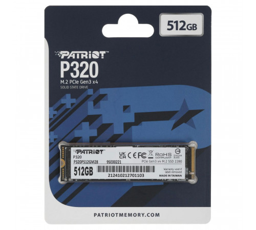 Накопичувач SSD M.2 Patriot P320 512GB NVMe 2280 Gen3.0 x4 3D TLC (P320P512GM28)