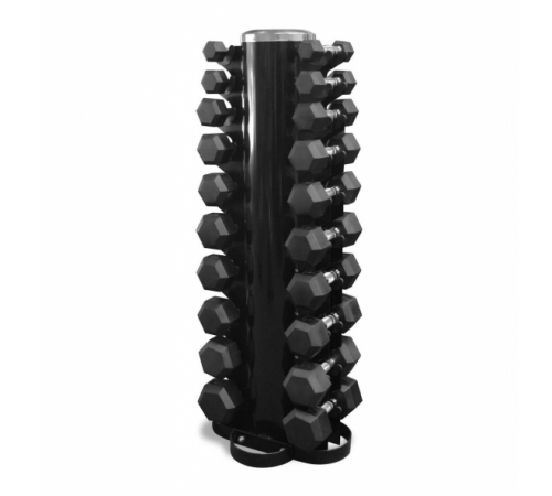 Гантели шестигранные со стойкой ряд 1-10 кг  Rubber Hexagon Dumbbell