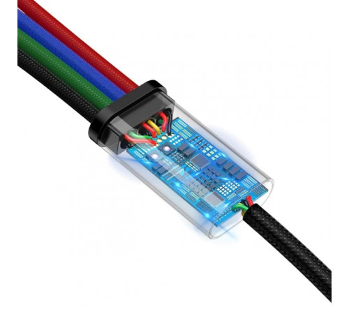 Кабель Baseus Fast 4-in-1 Cable For iP+Type-C(2)+Micro 3.5A 1.2m Black (CA1T4-B01)
