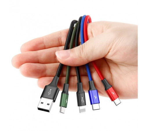 Кабель Baseus Fast 4-in-1 Cable For iP+Type-C(2)+Micro 3.5A 1.2m Black (CA1T4-B01)