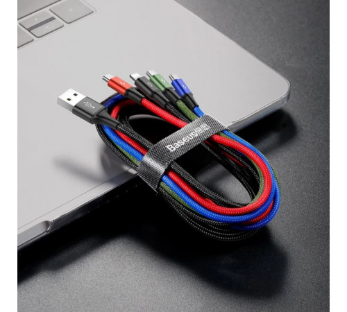 Кабель Baseus Fast 4-in-1 Cable For iP+Type-C(2)+Micro 3.5A 1.2m Black (CA1T4-B01)
