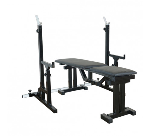 RN-Sport UM 0090. Скамья для жима, стойки для приседаний + 75 кг блинов и 4 грифа