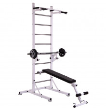 Шведская стенка-стойка передвижная со скамьей для пресса проф Универсал PRO L-2409