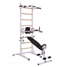 Шведская стенка-стойка передвижная со скамьей для пресса Универсал Wood PRO L-2410