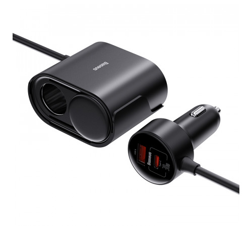 Автомобільний зарядний пристрій Baseus High Efficiency Pro 1-for-2 Car Cigarette Lighter 30W Cosmic Black (C00455300121-00)