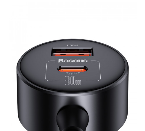 Автомобільний зарядний пристрій Baseus High Efficiency Pro 1-for-2 Car Cigarette Lighter 30W Cosmic Black (C00455300121-00)