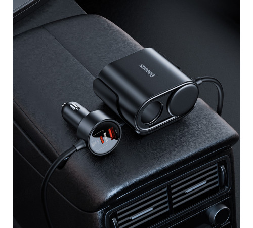 Автомобільний зарядний пристрій Baseus High Efficiency Pro 1-for-2 Car Cigarette Lighter 30W Cosmic Black (C00455300121-00)