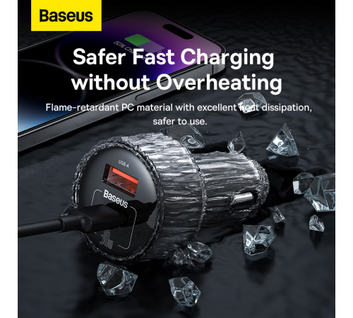 Автомобільний зарядний пристрій Baseus High Efficiency Pro 1-for-2 Car Cigarette Lighter 30W Cosmic Black (C00455300121-00)