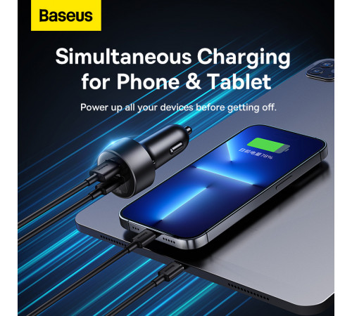 Автомобільний зарядний пристрій Baseus High Efficiency Pro 1-for-2 Car Cigarette Lighter 30W Cosmic Black (C00455300121-00)