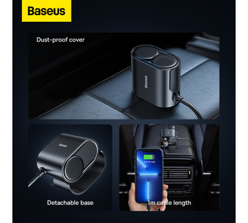 Автомобільний зарядний пристрій Baseus High Efficiency Pro 1-for-2 Car Cigarette Lighter 30W Cosmic Black (C00455300121-00)