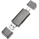 Кардрідер HOCO HB39 USB/Type-C 3.0 high-speed card reader Metal Gray (6942007604819)
