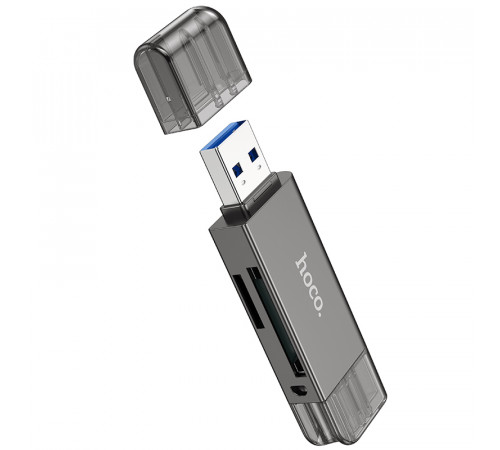 Кардрідер HOCO HB39 USB/Type-C 3.0 high-speed card reader Metal Gray (6942007604819)