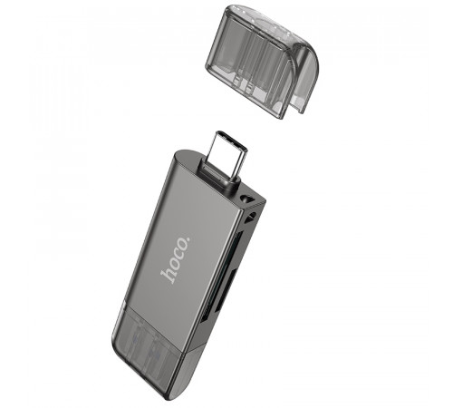 Кардрідер HOCO HB39 USB/Type-C 3.0 high-speed card reader Metal Gray (6942007604819)