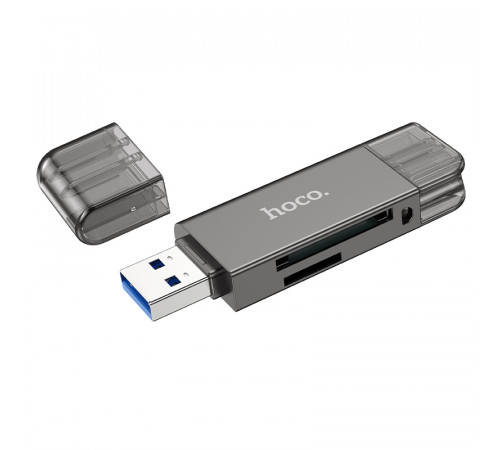 Кардрідер HOCO HB39 USB/Type-C 3.0 high-speed card reader Metal Gray (6942007604819)