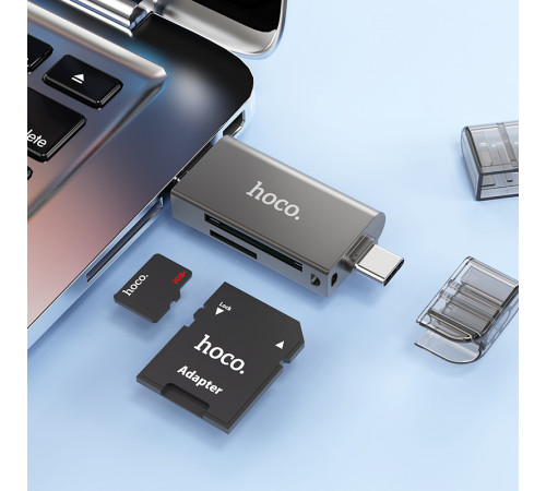 Кардрідер HOCO HB39 USB/Type-C 3.0 high-speed card reader Metal Gray (6942007604819)
