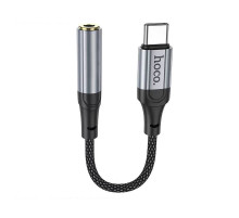 Аудиокабель HOCO LS36 Type-C to 3.5 female, nylon braid, 0.12m, Black (6942007608886)