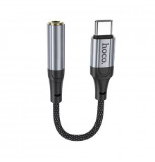 Аудiокабель HOCO LS36 Type-C to 3.5 female, nylon braid, 0.12m, Black (6942007608886)