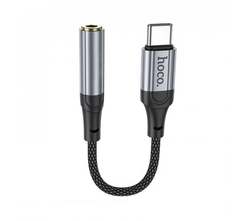 Аудiокабель HOCO LS36 Type-C to 3.5 female, nylon braid, 0.12m, Black (6942007608886)