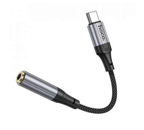 Аудiокабель HOCO LS36 Type-C to 3.5 female, nylon braid, 0.12m, Black (6942007608886)