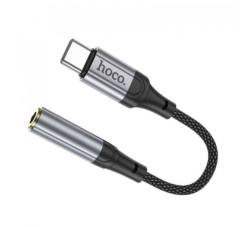 Аудiокабель HOCO LS36 Type-C to 3.5 female, nylon braid, 0.12m, Black (6942007608886)