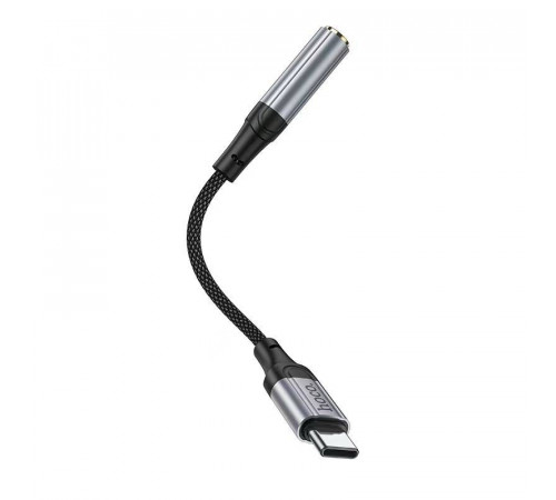 Аудiокабель HOCO LS36 Type-C to 3.5 female, nylon braid, 0.12m, Black (6942007608886)